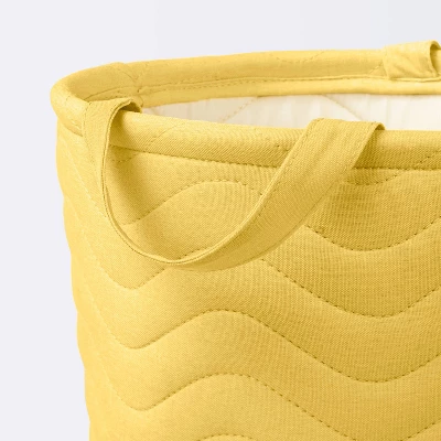 Quilted Fabric Medium Round Storage Basket - Yellow - Cloud Island™ - Image 2