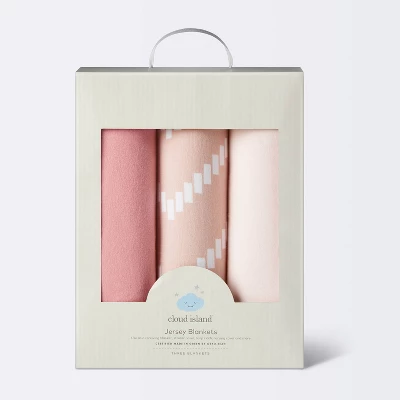 Jersey Swaddle Baby Blankets - Pink Chevron - 3pk - Cloud Island™ - Image 3