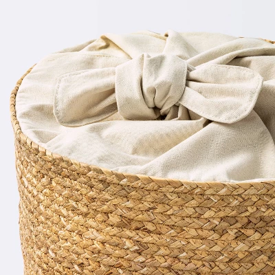 Braided Water Hyacinth Storage Basket With Fabric Tie Closure - XL - Cloud Island™ - Image 2
