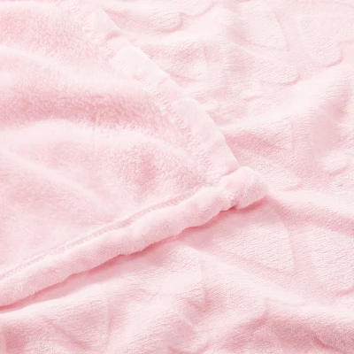 Plush Embossed Baby Blanket Hearts - Cloud Island™ Pink - Image 2