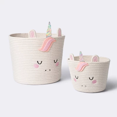 Coiled Rope Forest Animal Small Round Storage Basket - Unicorn - Cloud Island™ - Image 3