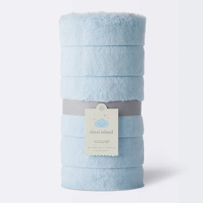 Faux Fur With Channel Carving Baby Blanket - Cloud Island™ - Light Blue - Image 3