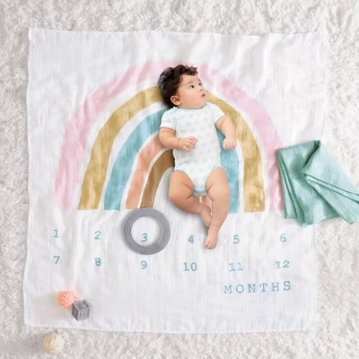 Muslin Blanket With Felt Frame Rainbow - Cloud Island™