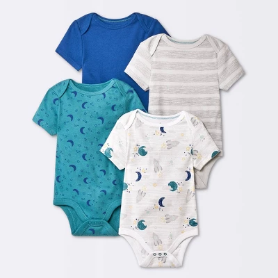 Baby 4pk Short Sleeve Bodysuit - Cloud Island™ Blue - Image 4