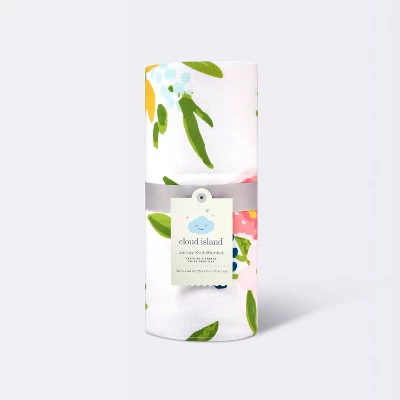 Jersey Knit Reversible Baby Blanket Floral - Cloud Island™ - White - Image 3
