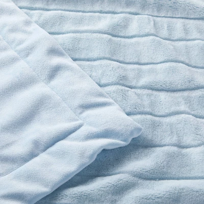 Faux Fur With Channel Carving Baby Blanket - Cloud Island™ - Light Blue - Image 2