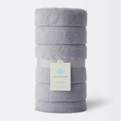 Faux Fur With Channel Carving Baby Blanket - Gray - Cloud Island™ - Image 3