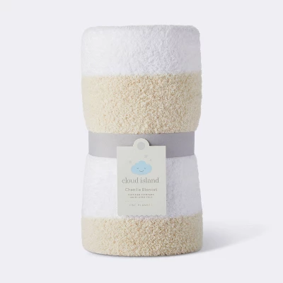 Chenille Stripe Baby Blanket - Khaki And White Stripes - Cloud Island™ - Image 3