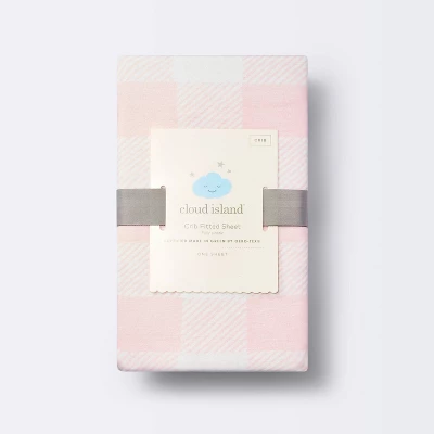Polyester Rayon Fitted Crib Sheet - Pink Gingham - Cloud Island™ - Image 3