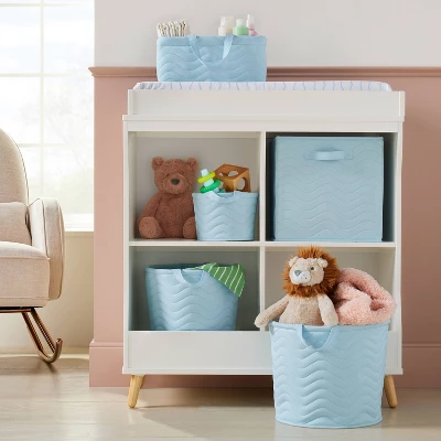 Quilted Fabric Small Round Storage Basket - Blue - Cloud Island™