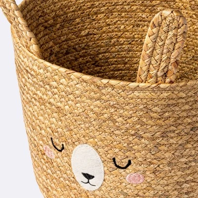 Braided Water Hyacinth Medium Round Storage Basket - Rabbit - Cloud Island™ - Image 2