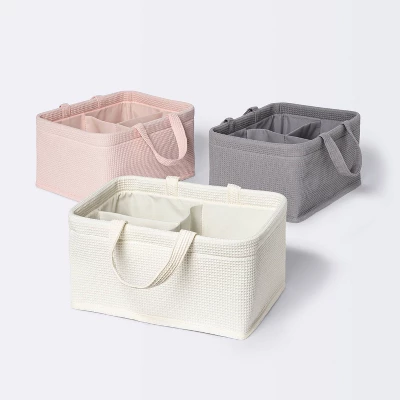 Waffle Weave Rectangular Diaper Caddy With Handles - Cloud Island™ - Image 3