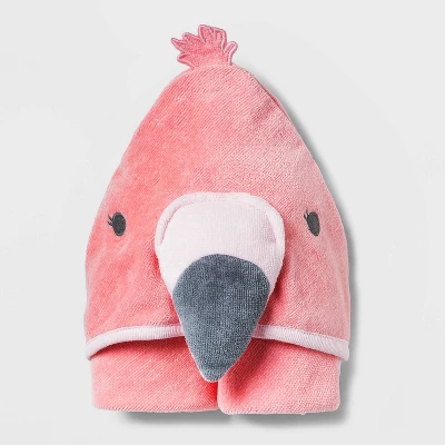 Baby Girls' Flamingo Hooded Bath Towel - Cloud Island™ Coral