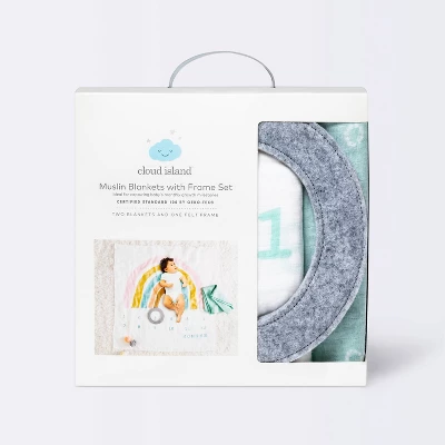 Muslin Blanket With Felt Frame Rainbow - Cloud Island™ - Image 3