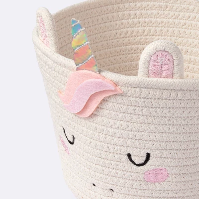 Coiled Rope Forest Animal Small Round Storage Basket - Unicorn - Cloud Island™ - Image 2