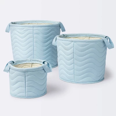 Quilted Fabric Small Round Storage Basket - Blue - Cloud Island™ - Image 3