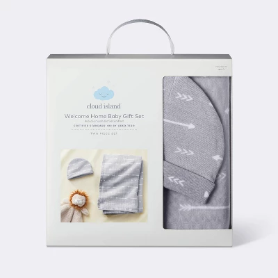 Hospital Muslin Swaddle Baby Blanket And Hat Gift Set - Gray Arrow - 2pk - Cloud Island™ - Image 3