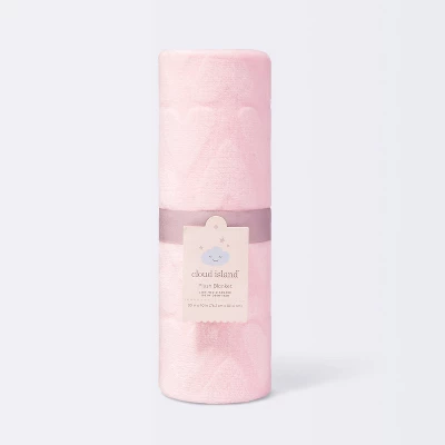 Plush Embossed Baby Blanket Hearts - Cloud Island™ Pink - Image 3