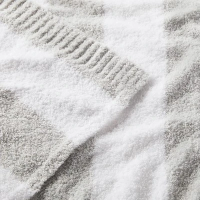 Chenille Stripe Baby Blanket - Gray And White Stripes - Cloud Island™ - Image 2