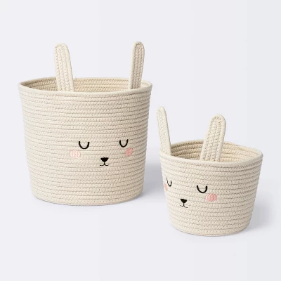 Coiled Rope Forest Animal Medium Round Storage Basket - Rabbit - Cloud Island™ - Image 3