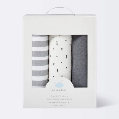 Muslin Swaddle Blanket Boutique 3pk - Cloud Island™ - Image 2