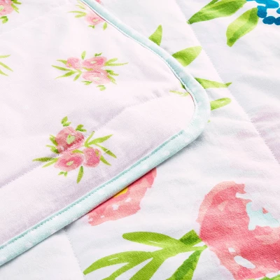 Jersey Knit Reversible Baby Blanket Floral - Cloud Island™ - White - Image 2