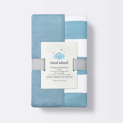 Wipeable Changing Pad Cover - Blue And White Stripes - Cloud Island™ - Image 2