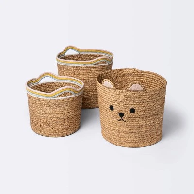 Woven Animal Round Storage Bin - Cloud Island™ Bear - Image 3