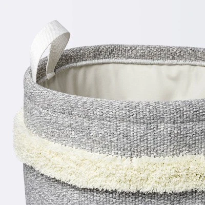 Tufted Canvas Round Storage Bin - Cloud Island™ Gray/Cream Large - Image 2