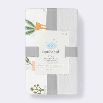 Fitted Crib Sheet - Cloud Island™ - Plants/Gray - 2pk - Image 2