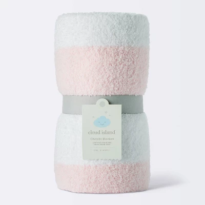 Chenille Stripe Baby Blanket - Light Pink And White Stripe - Cloud Island™ - Image 3