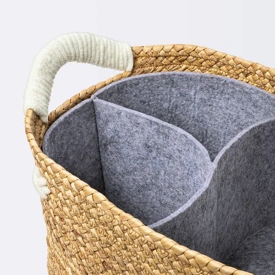 Braided Water Hyacinth With Tufted Embroidery Diaper Caddy Basket - Cloud Island™ - Image 2