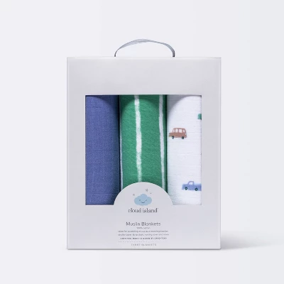 Muslin Swaddle Blanket - Cloud Island™ Transportation - 3pk - Image 2