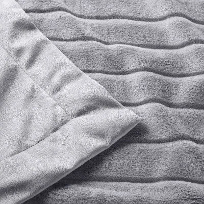 Faux Fur With Channel Carving Baby Blanket - Gray - Cloud Island™ - Image 2